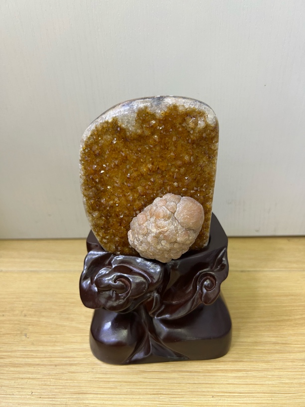 天然水晶长方解黄水晶，奇石摆件