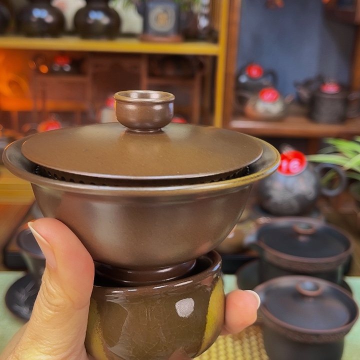 一*光蛟龙精品柴烧小品盖碗100毫升一壶一杯