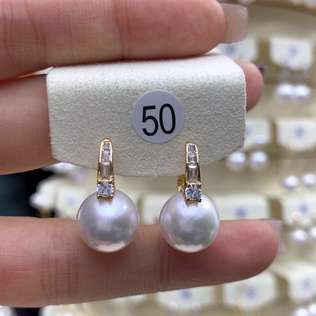 淡水珍珠耳饰银S925镶嵌