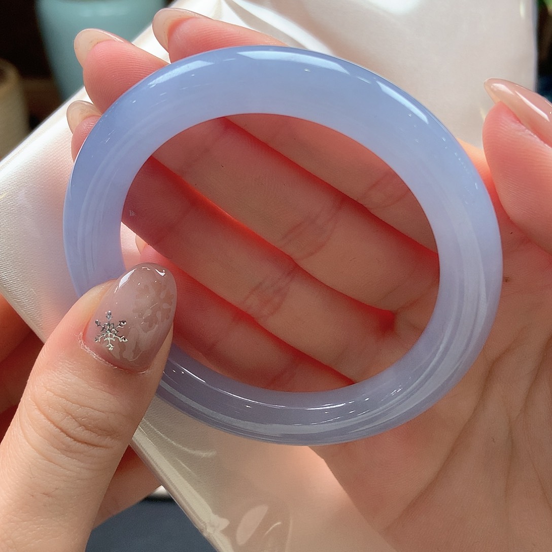 翡翠未镶嵌手镯冰紫罗兰满圈9号