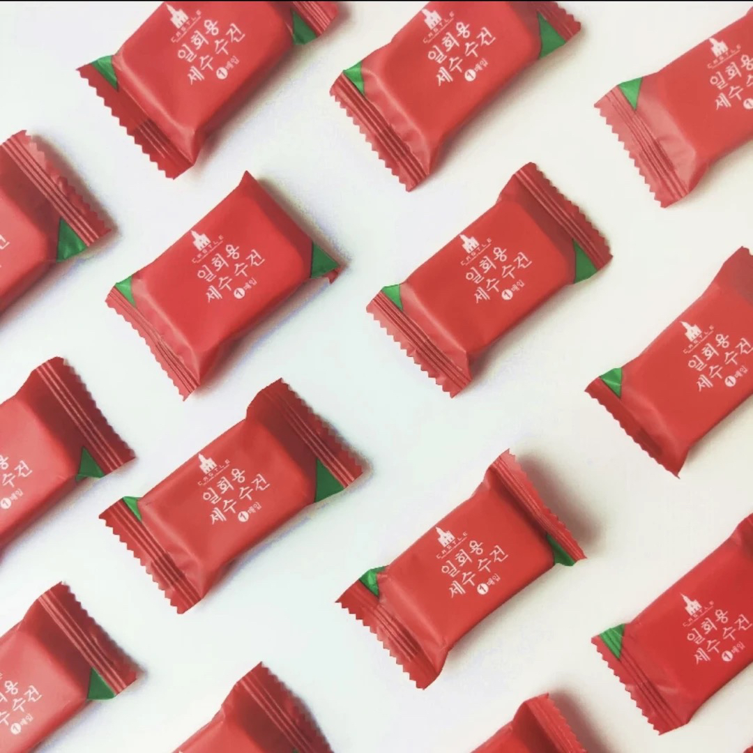 《小华外贸》小糖果压缩白色棉柔方巾 不挑发100个左右