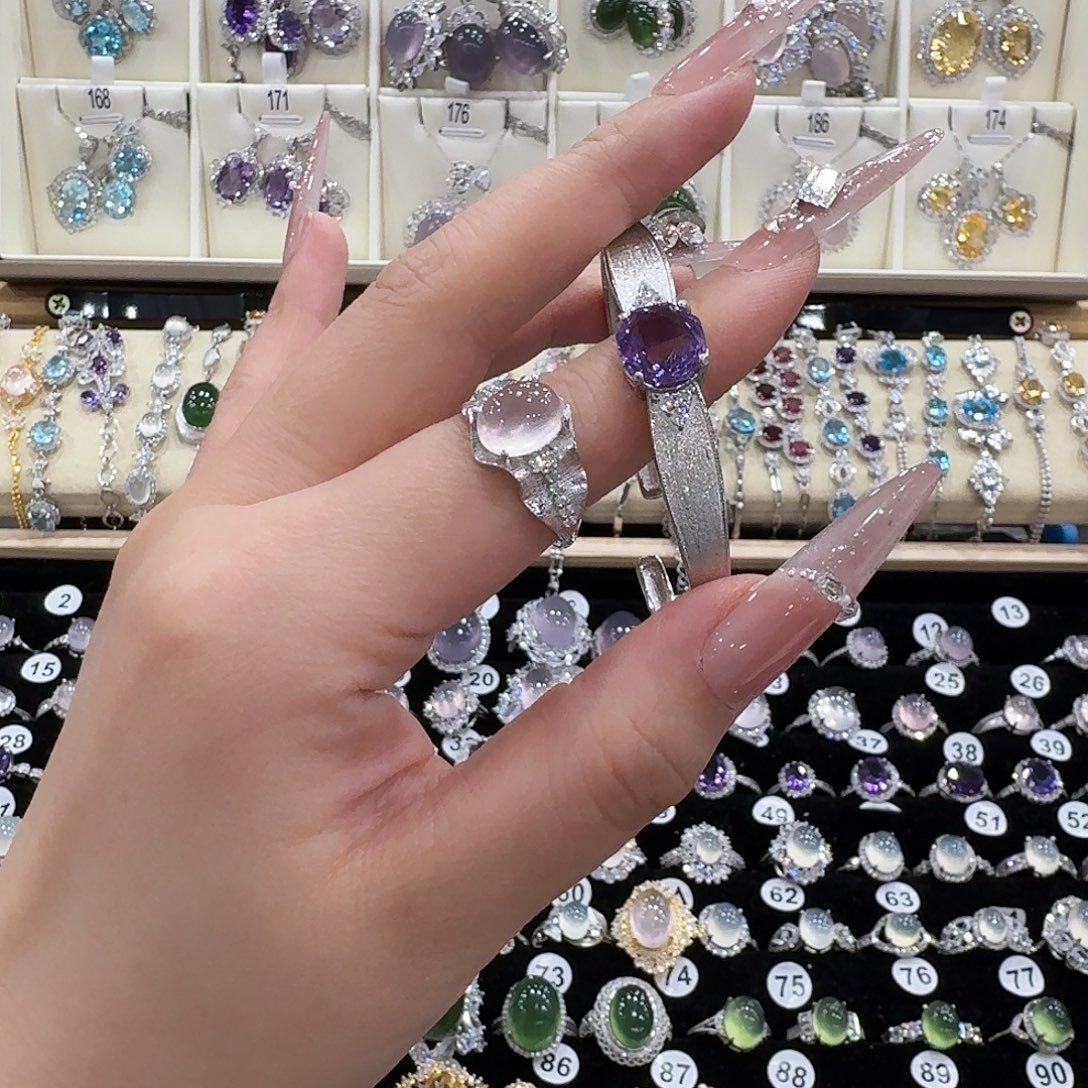 池***鱼手镯紫晶银S925镶嵌