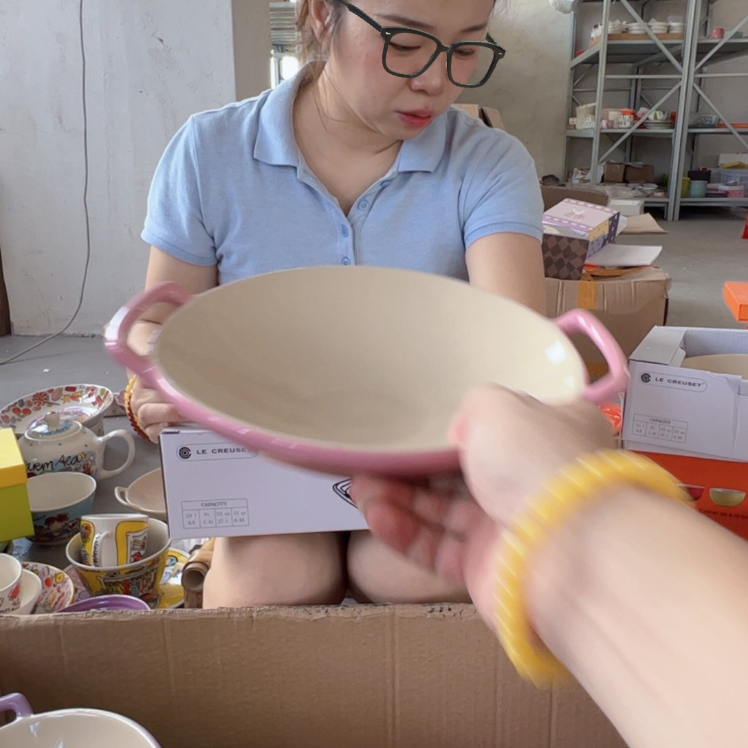 老姊妹家瓷器好漂亮粉色双耳盘