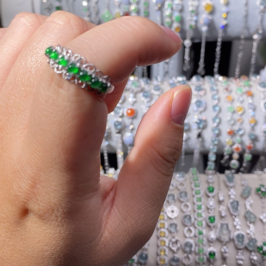 翡翠银S925镶嵌戒指