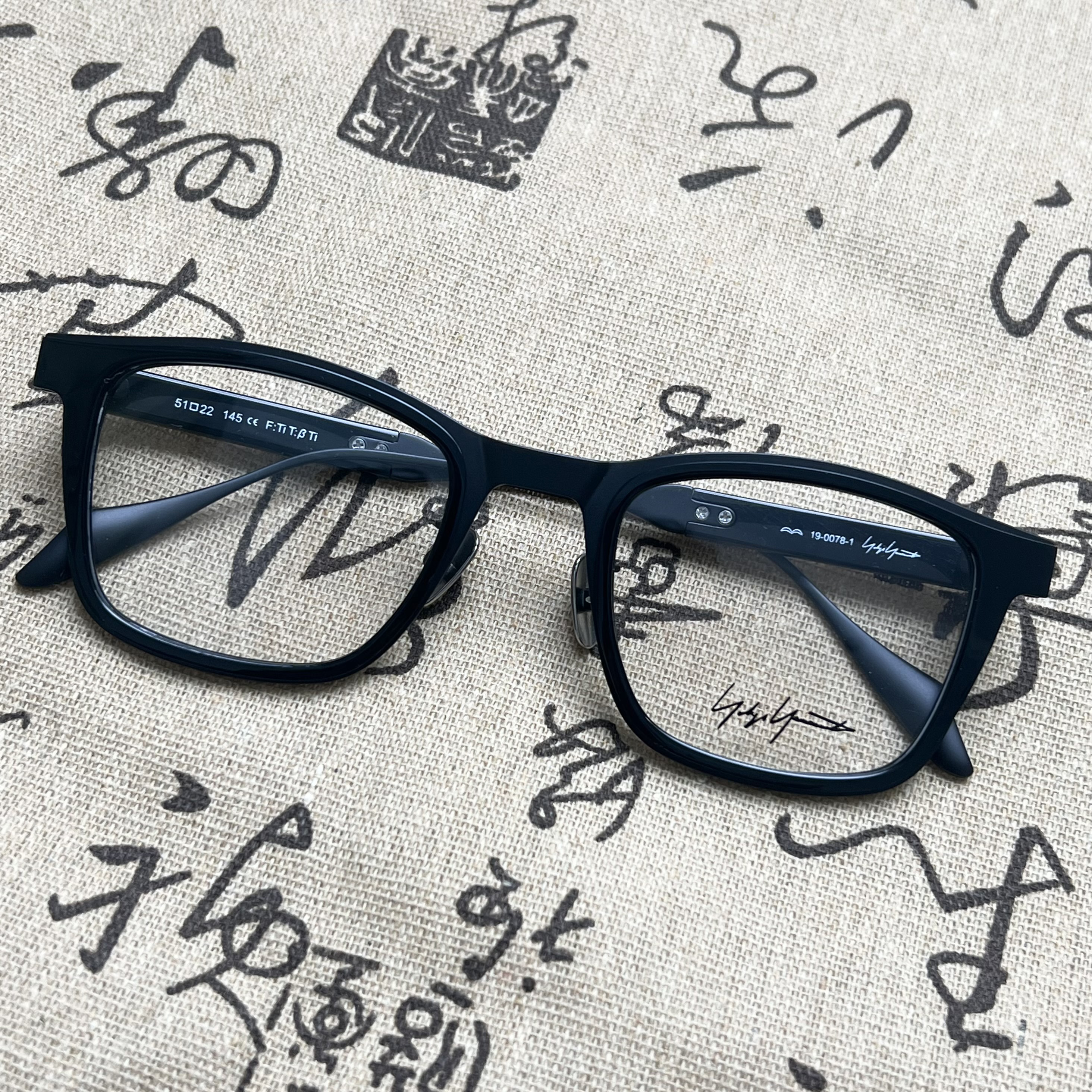 山本签名款日系手工纯钛板材黑色方框眼镜