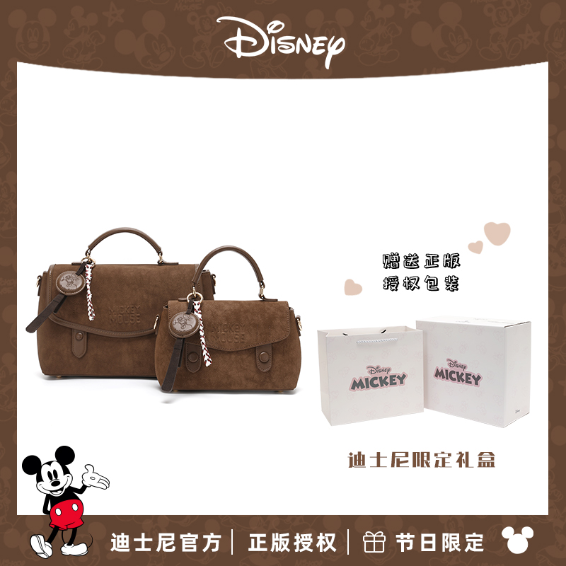 Disney/迪士尼【经典米奇牛仔】丹宁牛仔蓝单肩斜挎手提剑桥包包女