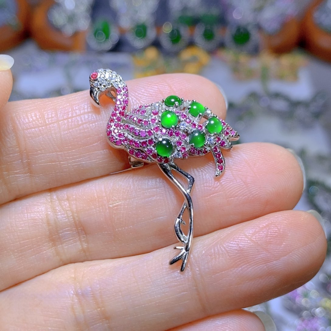 翡翠颈饰银S925镶嵌天然翡翠