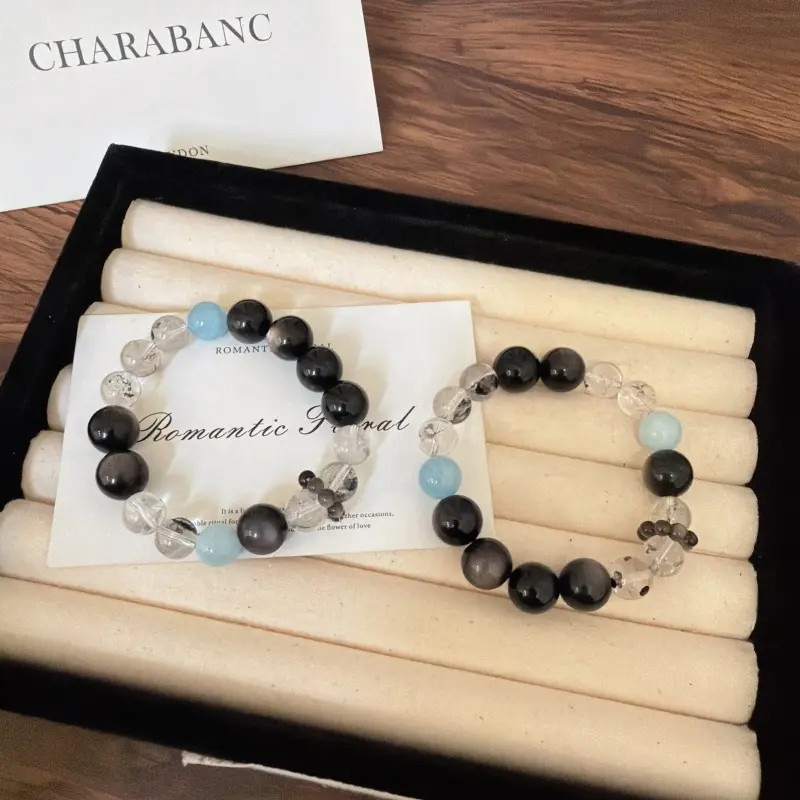 X2369闪灵钻银曜石海蓝宝手链高端轻奢手串多样性发一