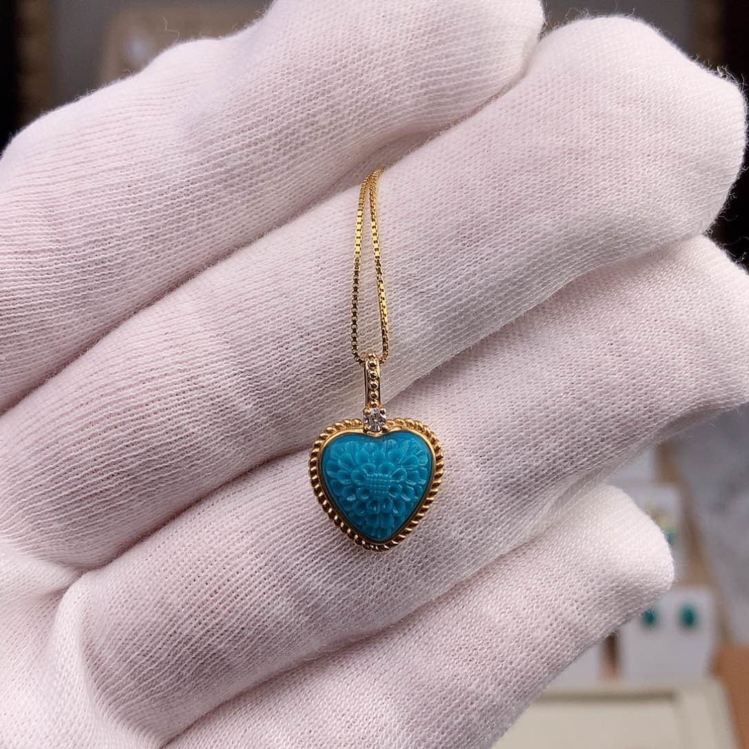 绿松石珠宝奇石18K金镶嵌