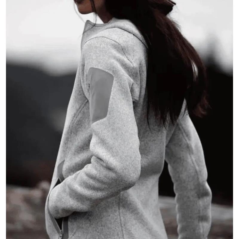 秋冬户外加绒情侣款连帽针织卫衣内胆运动保暖透气抓绒休闲外套