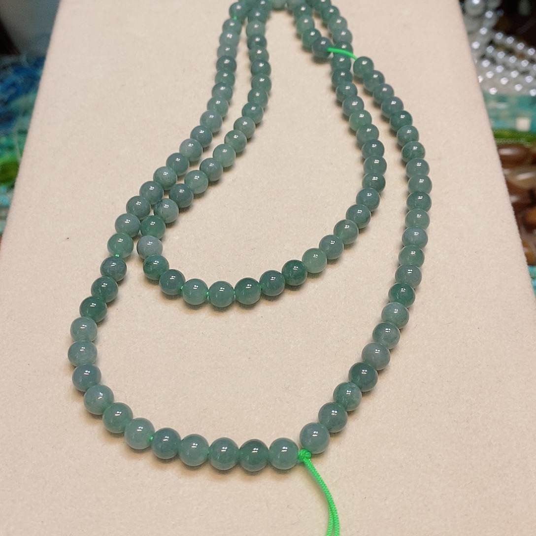 玛瑙/玉髓散珠6mm蓝翡翠绕手3圈 到手108颗