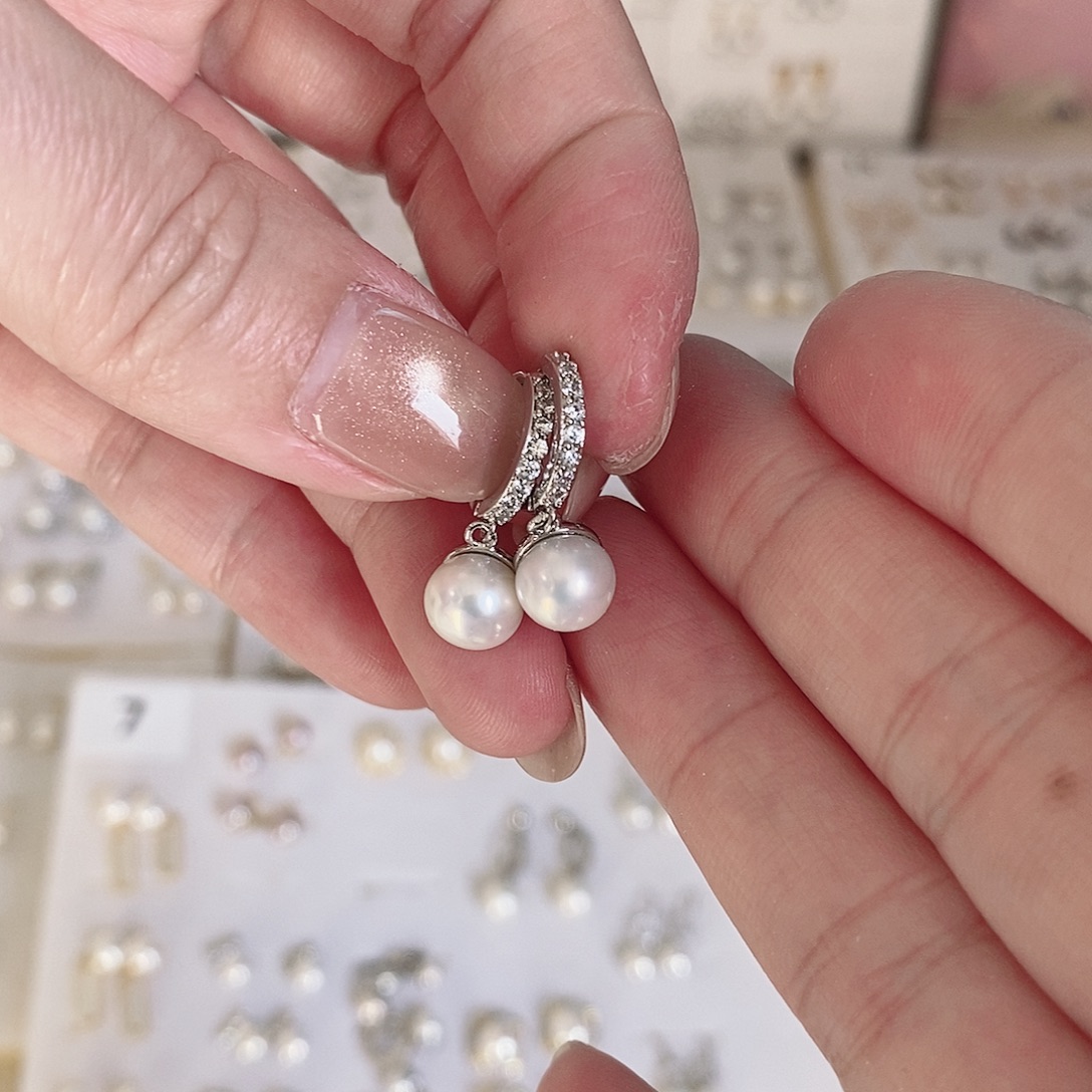 合金淡水珍珠耳饰