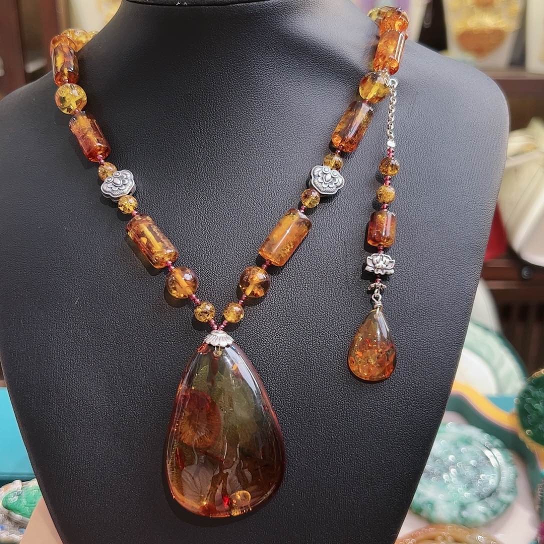 琥珀项链未镶嵌项链