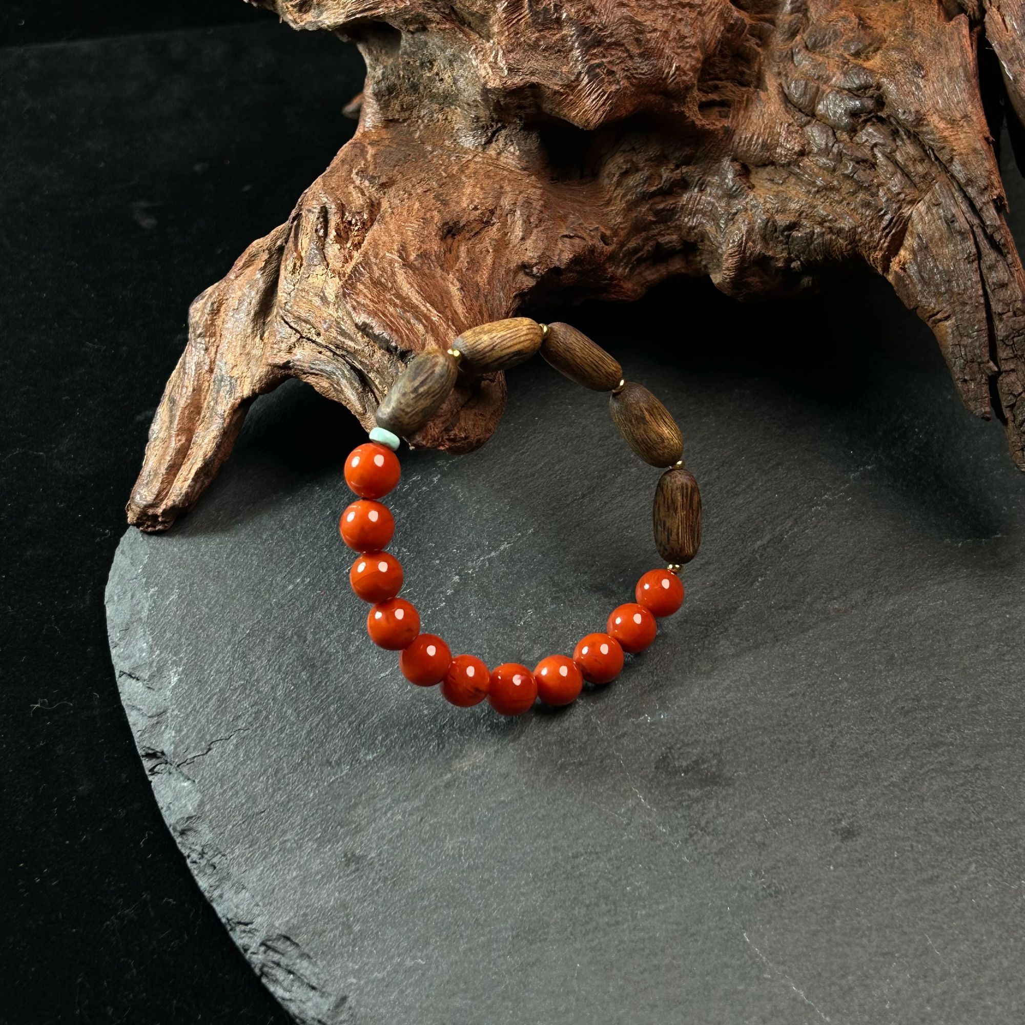  天然南红＋沉香手串02T（多样性发一件）