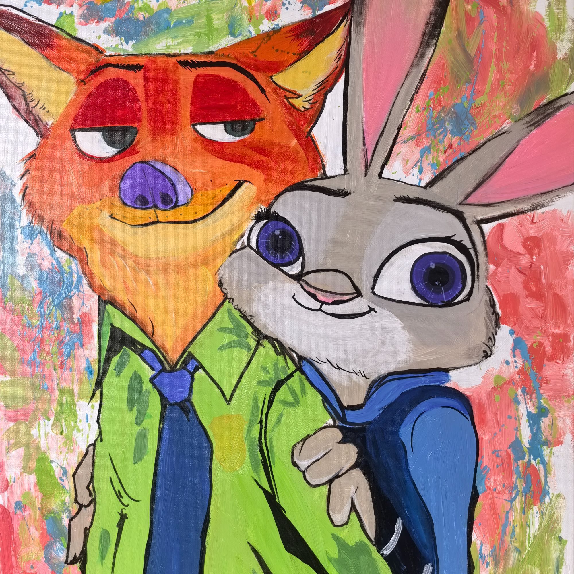 卡通疯狂动物城客厅背景墙卧室餐厅纯手绘肌理卧室房间布置用品