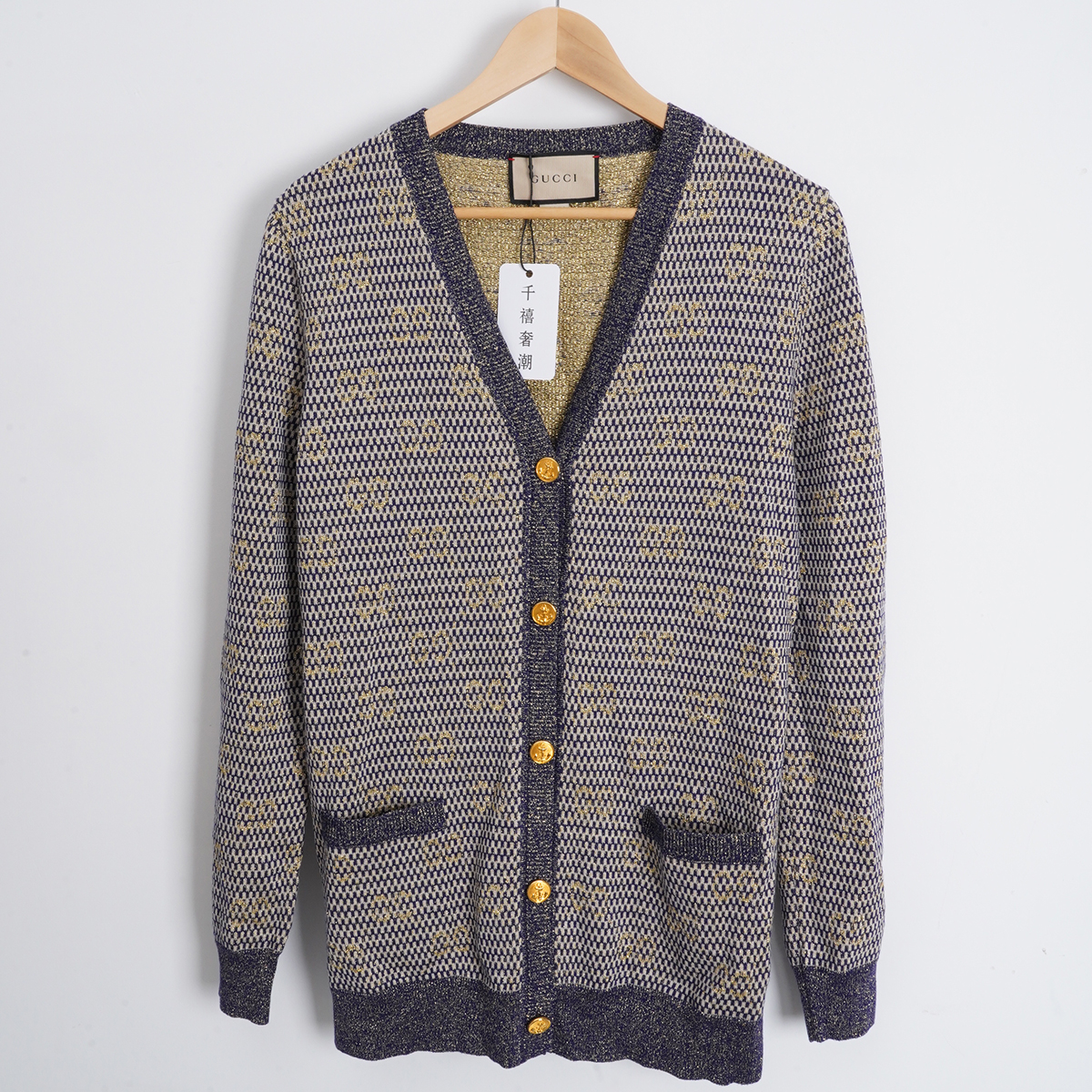 未使用 GUCCI/古驰 羊毛/SC0158/gucci满印开衫/M码/古驰女装