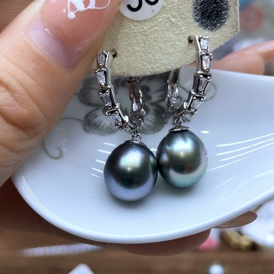 海水珍珠耳饰银S925镶嵌