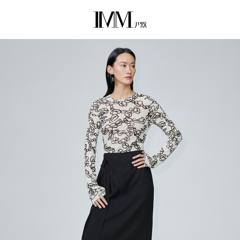 【粉丝专享】IMM尹默女装索普洛斯花型修身打底衫薄款毛衫夏0139
