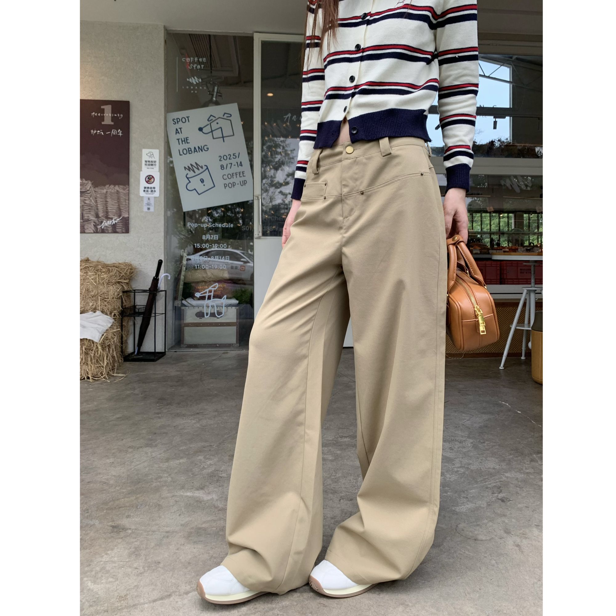 秋季直筒休闲裤女秋水洗复古阔腿裤L1371