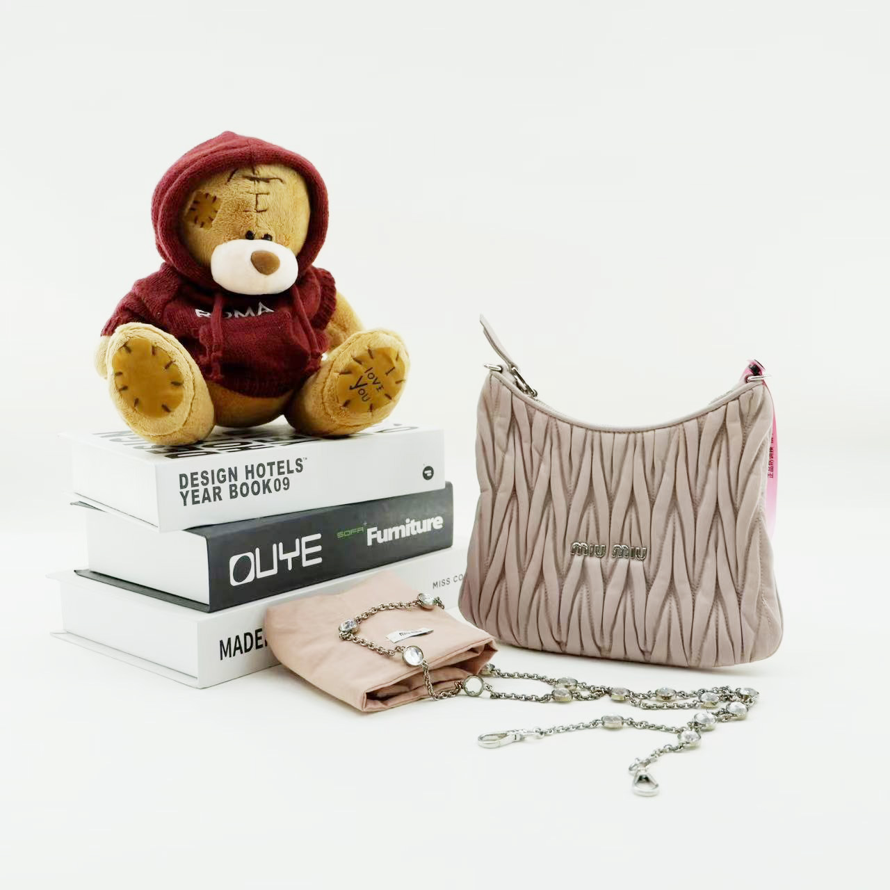 99新 MIU MIU/缪缪 新款水晶链条单肩包/JM250122001