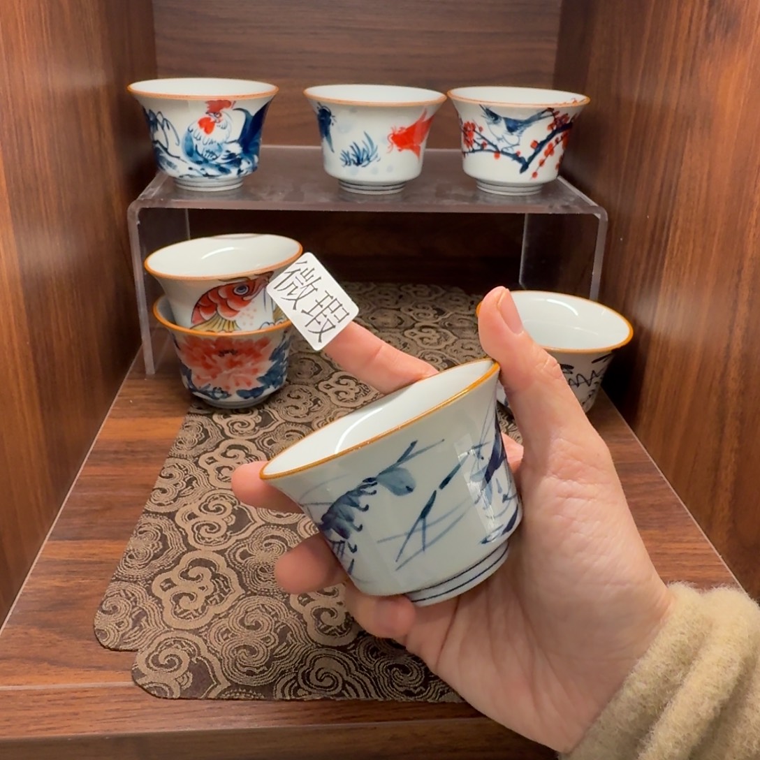 釉下手绘茶具微瑕