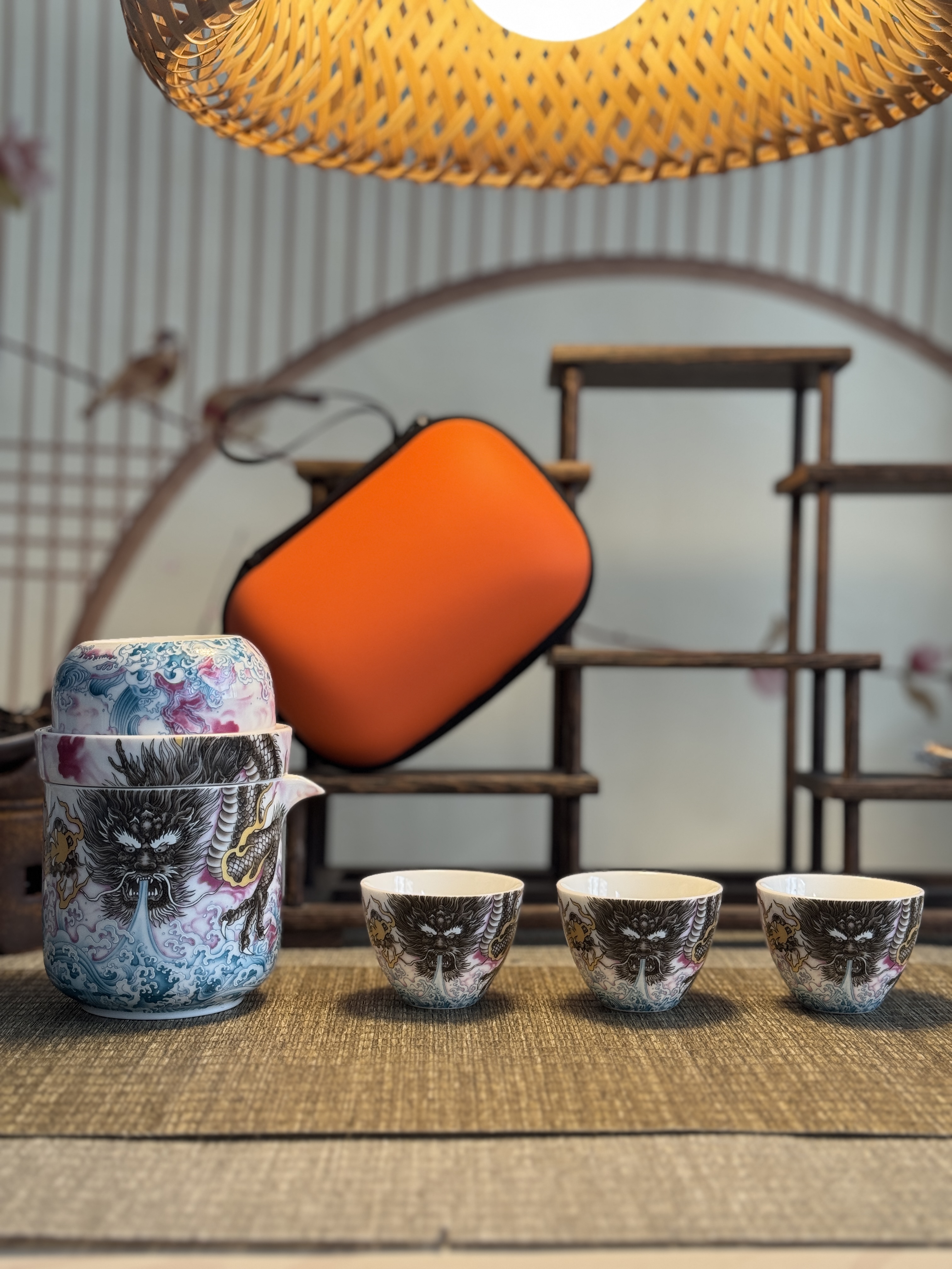 粉彩墨龙【快客】+3杯