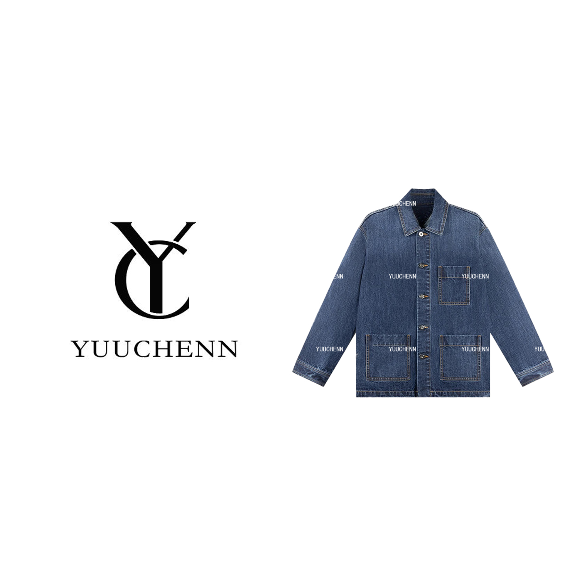 YUUCHENN时尚复古牛仔外套女宽松简约翻领上衣CC1C1937