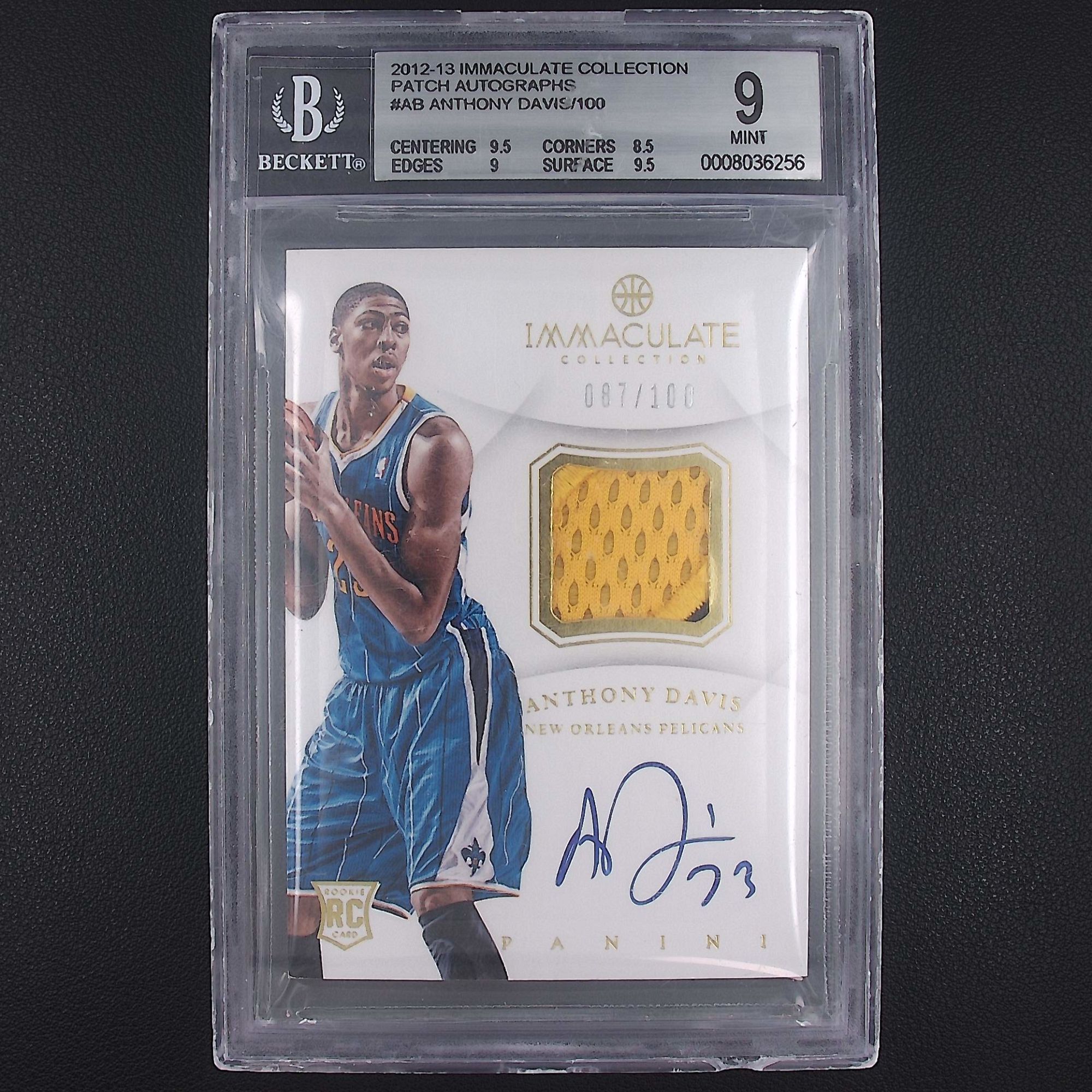 安东尼戴维斯 浓眉 100编 爱咪咪 帕尼尼NBA国宝手提签字球星卡