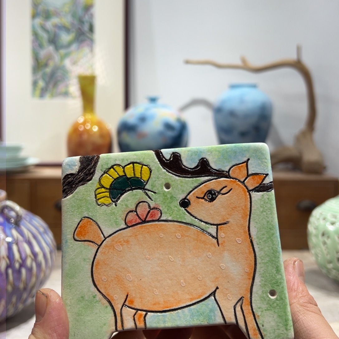 摆件灿*宝陶瓷花瓶高10口9微瑕