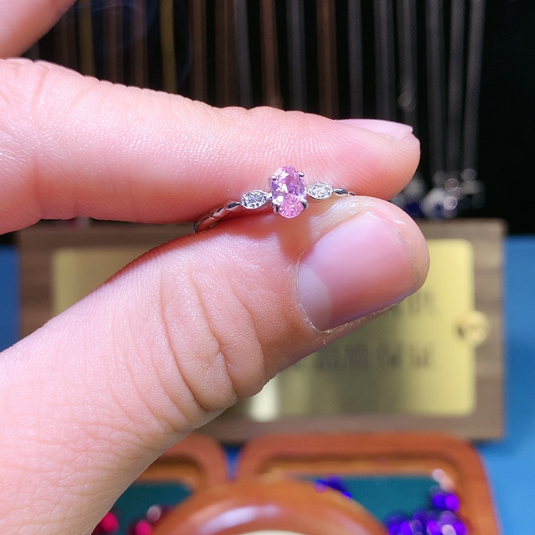 蓝宝石戒指银S925镶嵌