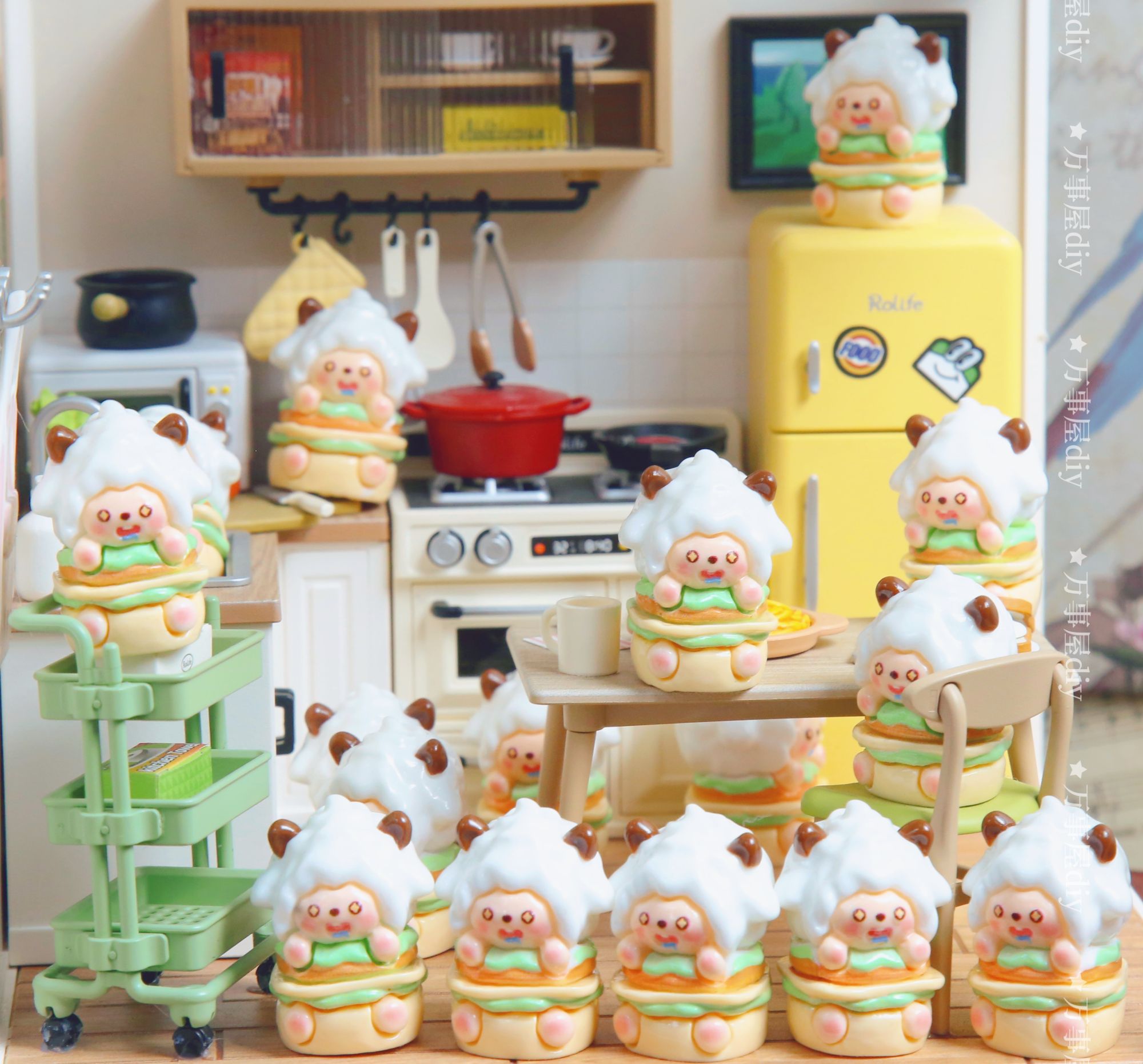 万事屋diy定制 懒大王汉堡 懒羊羊 创意树脂配件