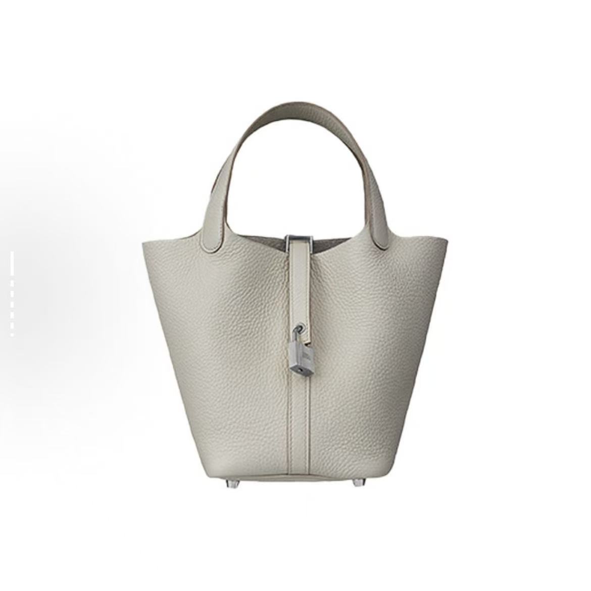 未使用 Hermes/爱马仕 Picotin Lock18银扣菜篮子TC皮 B刻