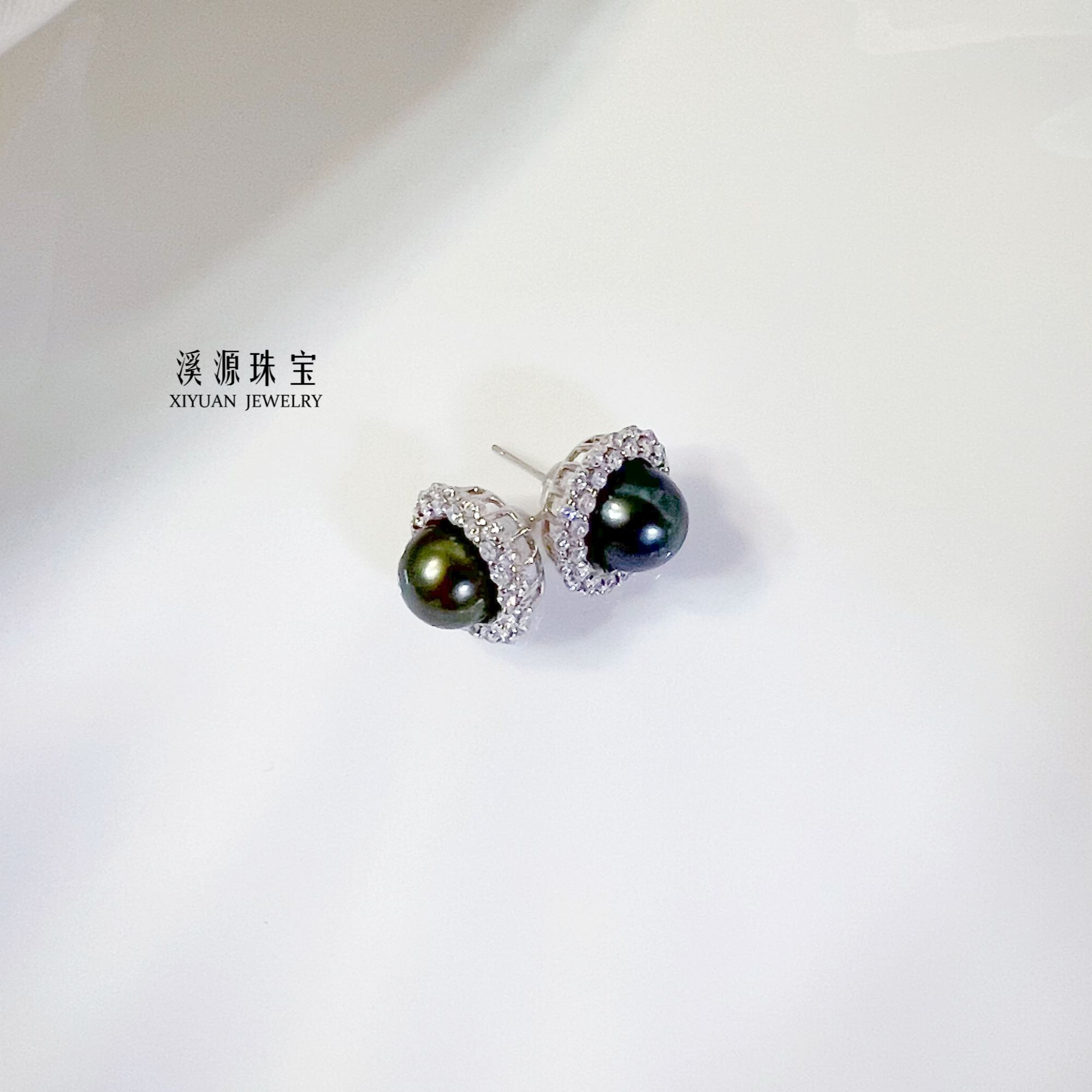 【溪源珠宝】时尚百搭大溪地珍珠耳钉8-9mm（天然真珍珠多样性发货）