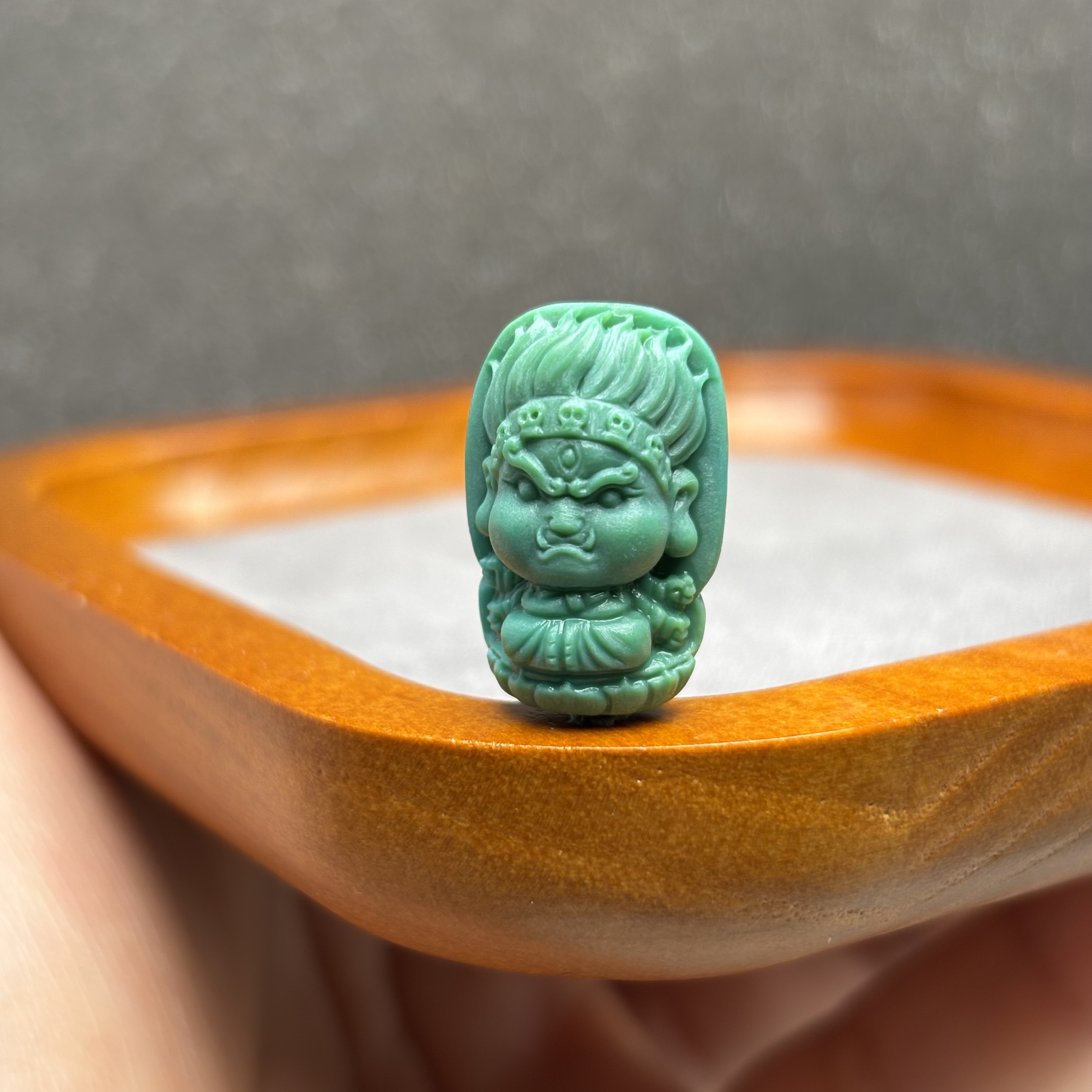 原矿绿松石高瓷玉化料精雕大黑天宝宝