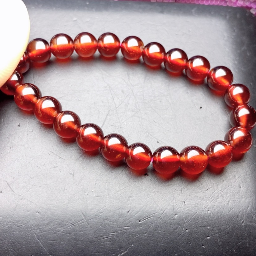 【闪购商品】石榴石手链未镶嵌川*子6.6橙红色毕业级10a