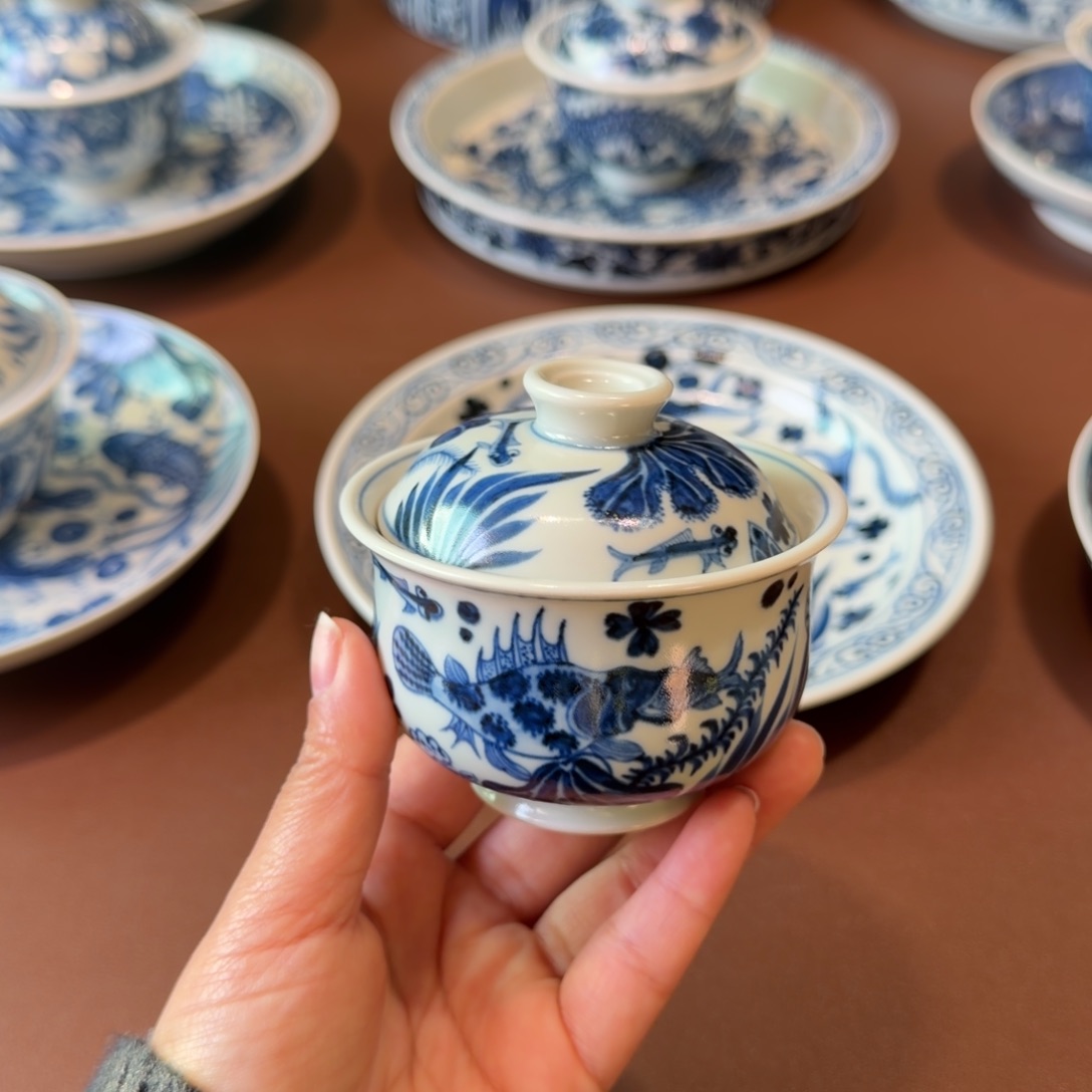 手工手绘茶具盖碗