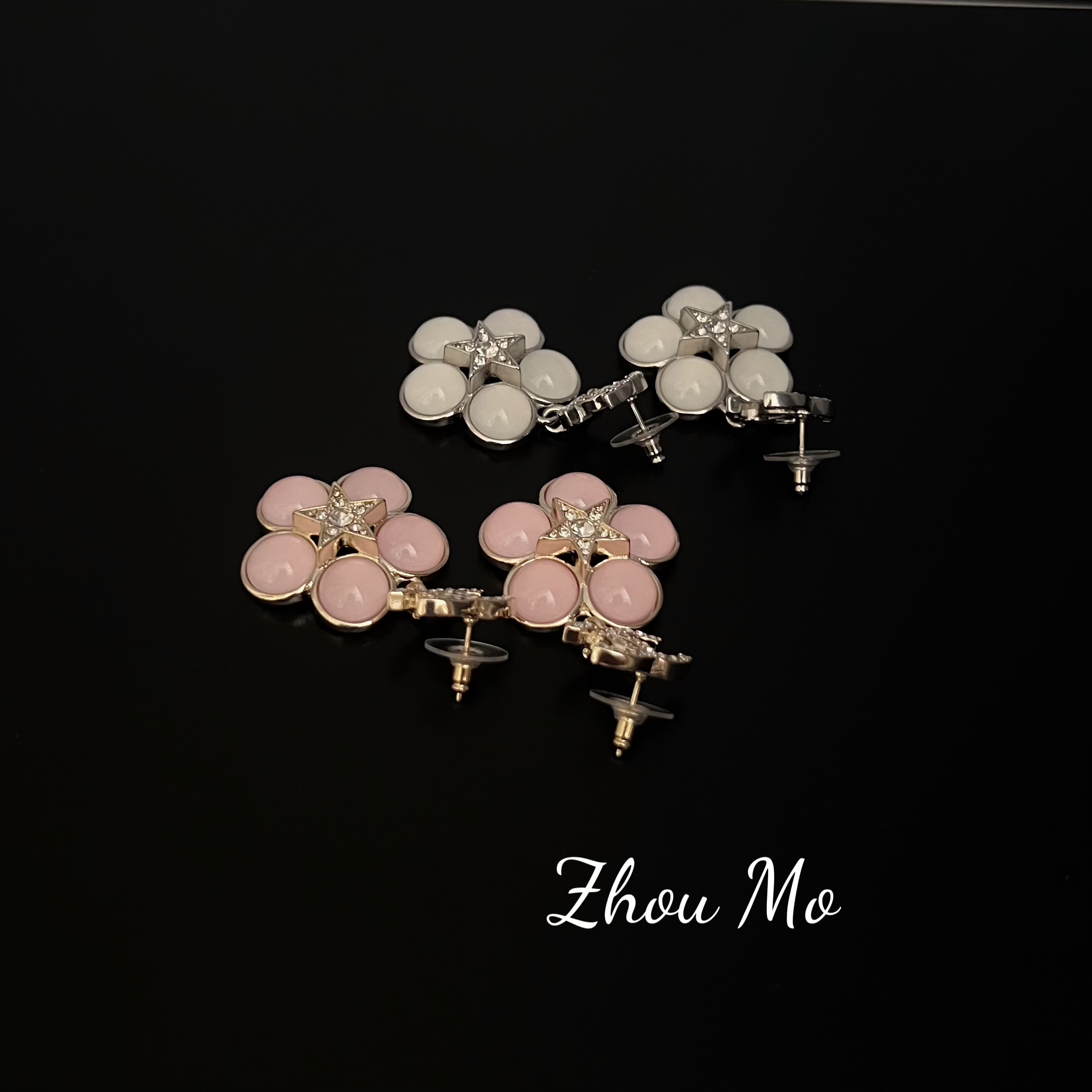 铜合金耳饰 【MOMO】重工镶嵌果冻耳环 B-059