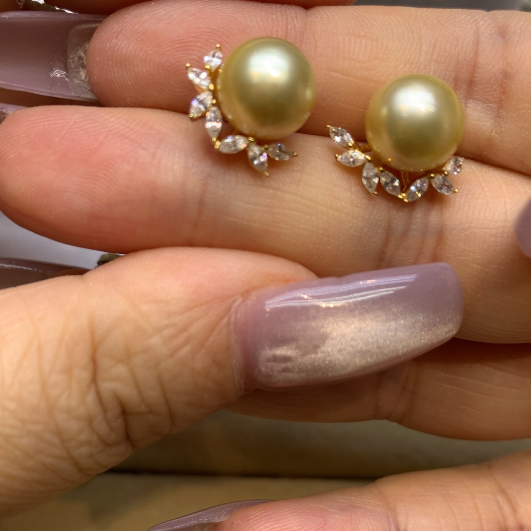 银S925镶嵌耳饰海水珍珠