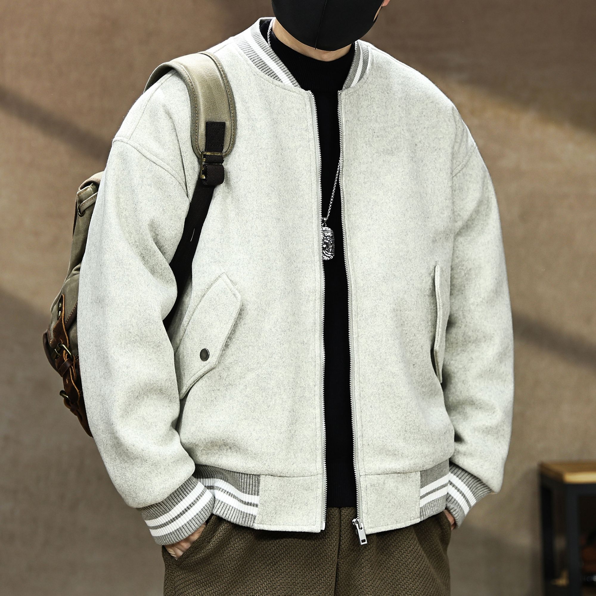 300斤加大码90鸭绒钢印棒球领羽绒服男冬季新款潮牌宽松情侣外套