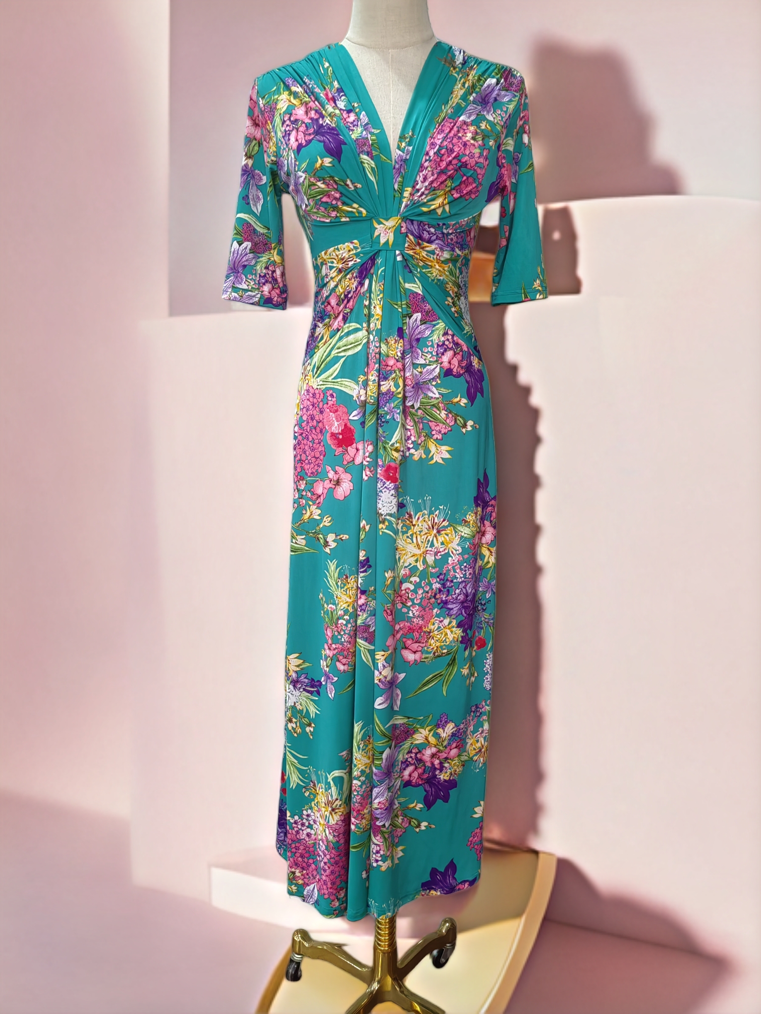 夏季新款印花碎花连衣裙优雅气质遮肚子收腰显瘦a字裙