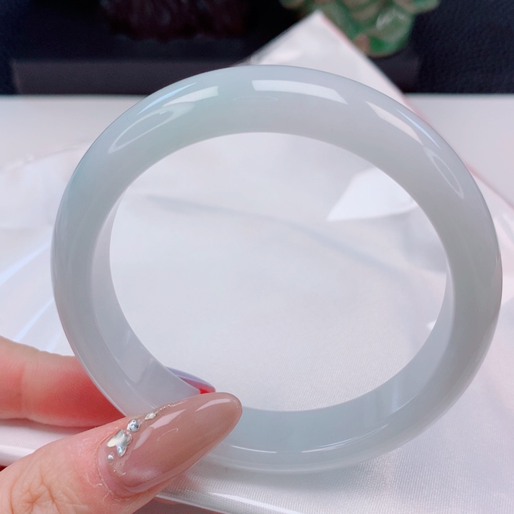 清***茶翡翠未镶嵌手镯55-56