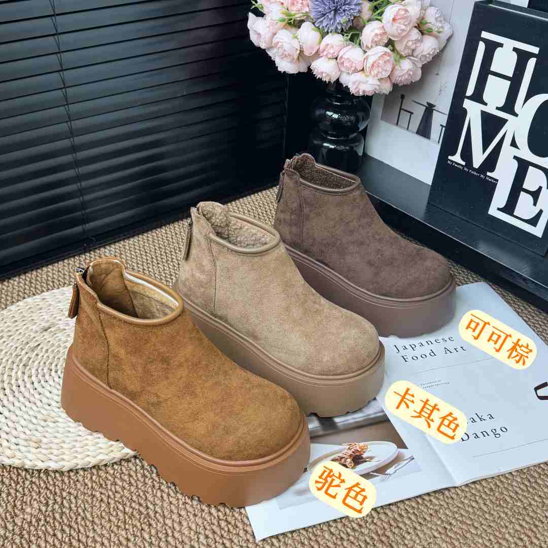 （麦）  小个子厚底马丁靴女2025新款春秋增高美拉德女款勃肯短靴
