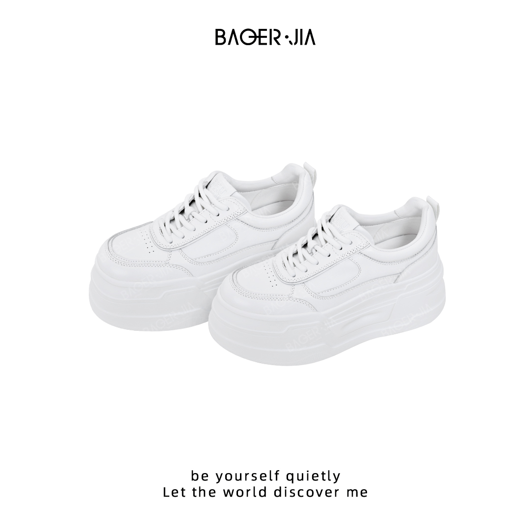 6-【经典8公分】宝儿家含幂BM32825309XQ系带防滑增高厚底小白鞋