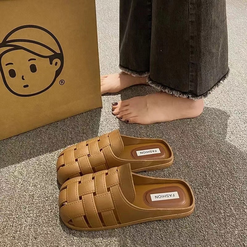 网红夏季新款包头拖鞋女夏外穿一脚蹬时尚新款半拖鞋百搭休闲凉拖