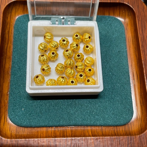 足金999素金5D硬金6mm核桃珠一对(此单发两颗)