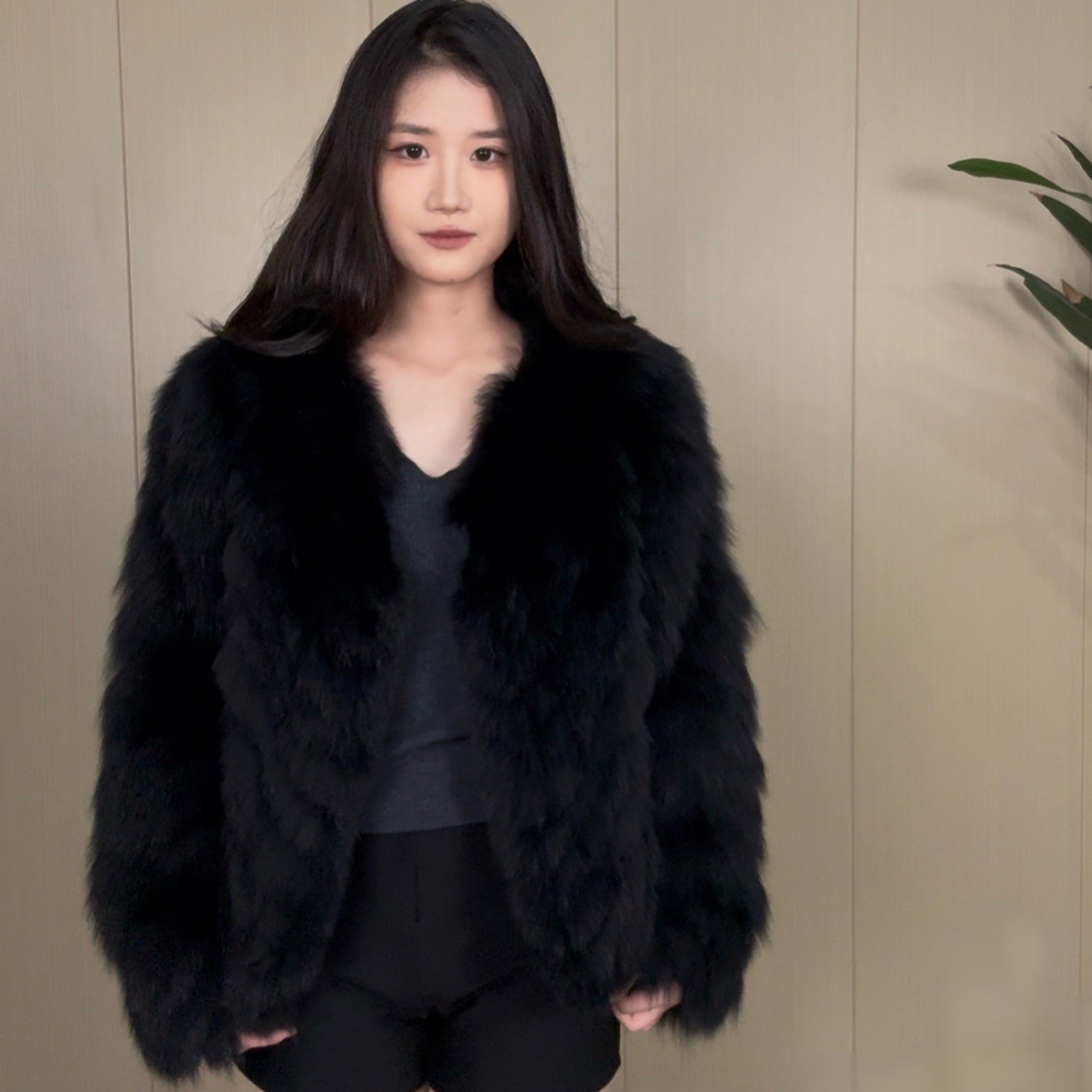 韩版车条皮草毛毛外套女秋冬双面加密显瘦时尚洋气女装