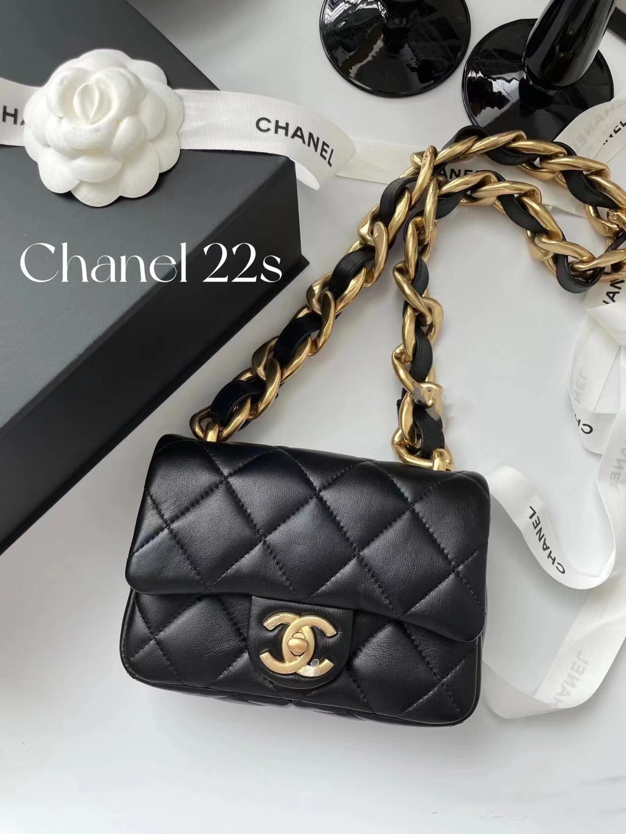 95新 Chanel/香奈儿 展会外场！黑金粗链条方胖子包