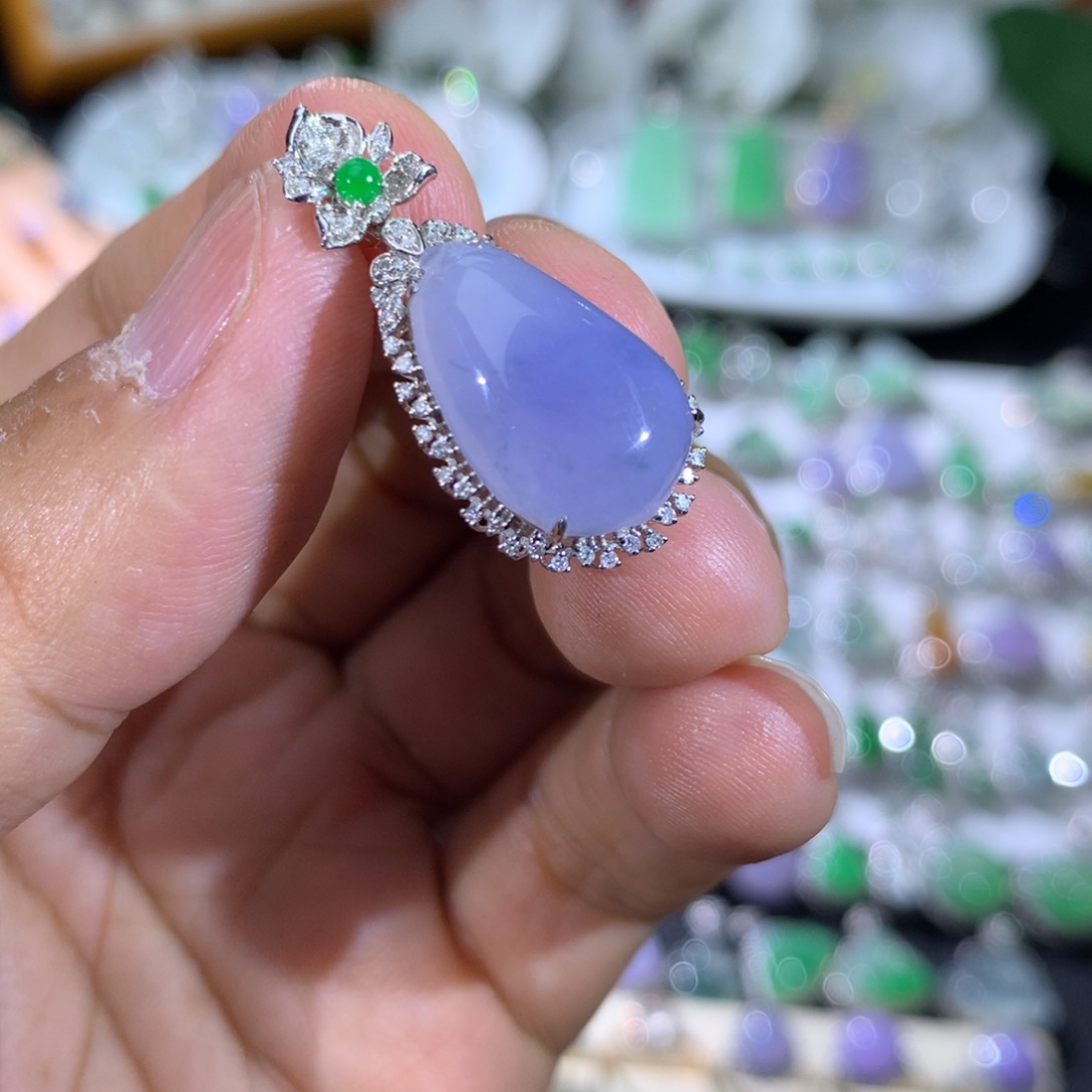 翡翠18K金镶嵌吊坠(不含链)