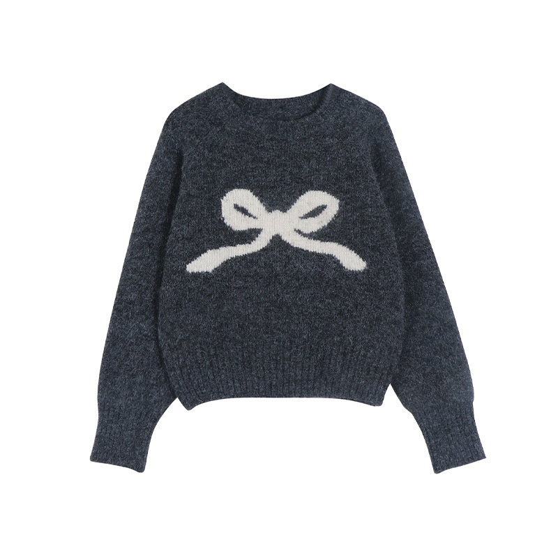 秋冬时尚百搭韩版慵懒风网红圆领毛衣 冬季女装宽松型长羊驼毛针