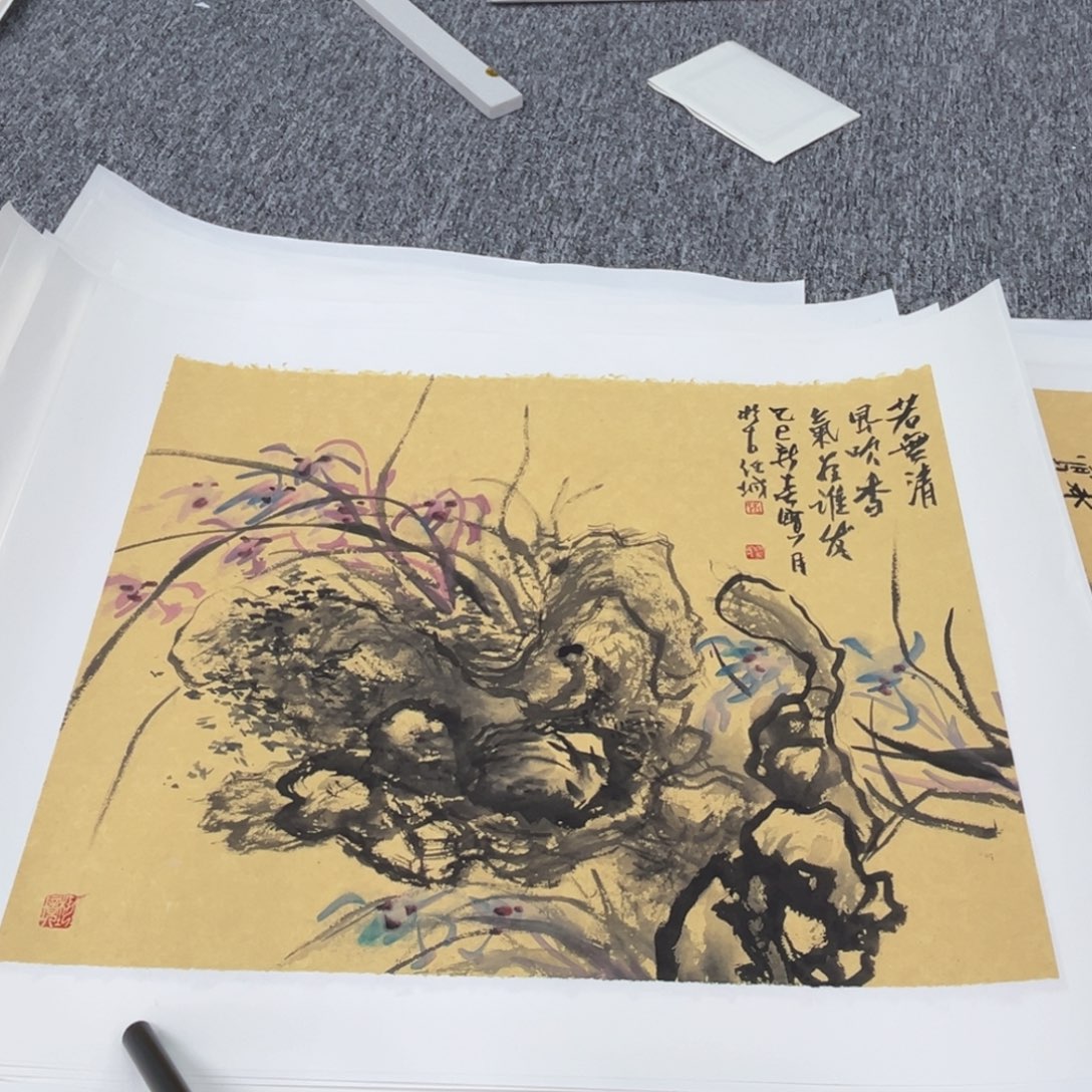 国画杜宝民老师四尺三开绘画带托底